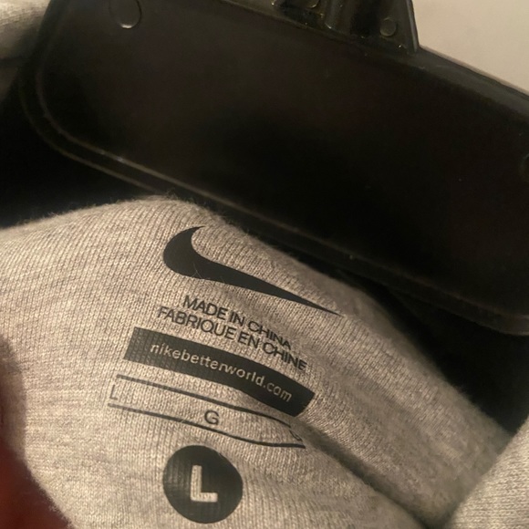 Nike Just Do It Hoodie Gray Black Large Pullover Fleece Swoosh Logo Streetwear - Picture 4 of 5